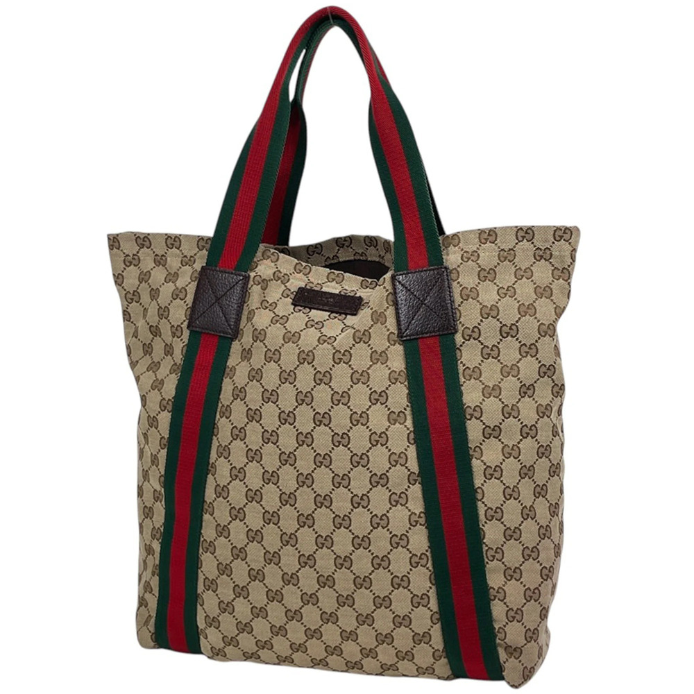 Gucci tote bag, GG pattern, Sherry line, canvas, brown, 189669, women's.